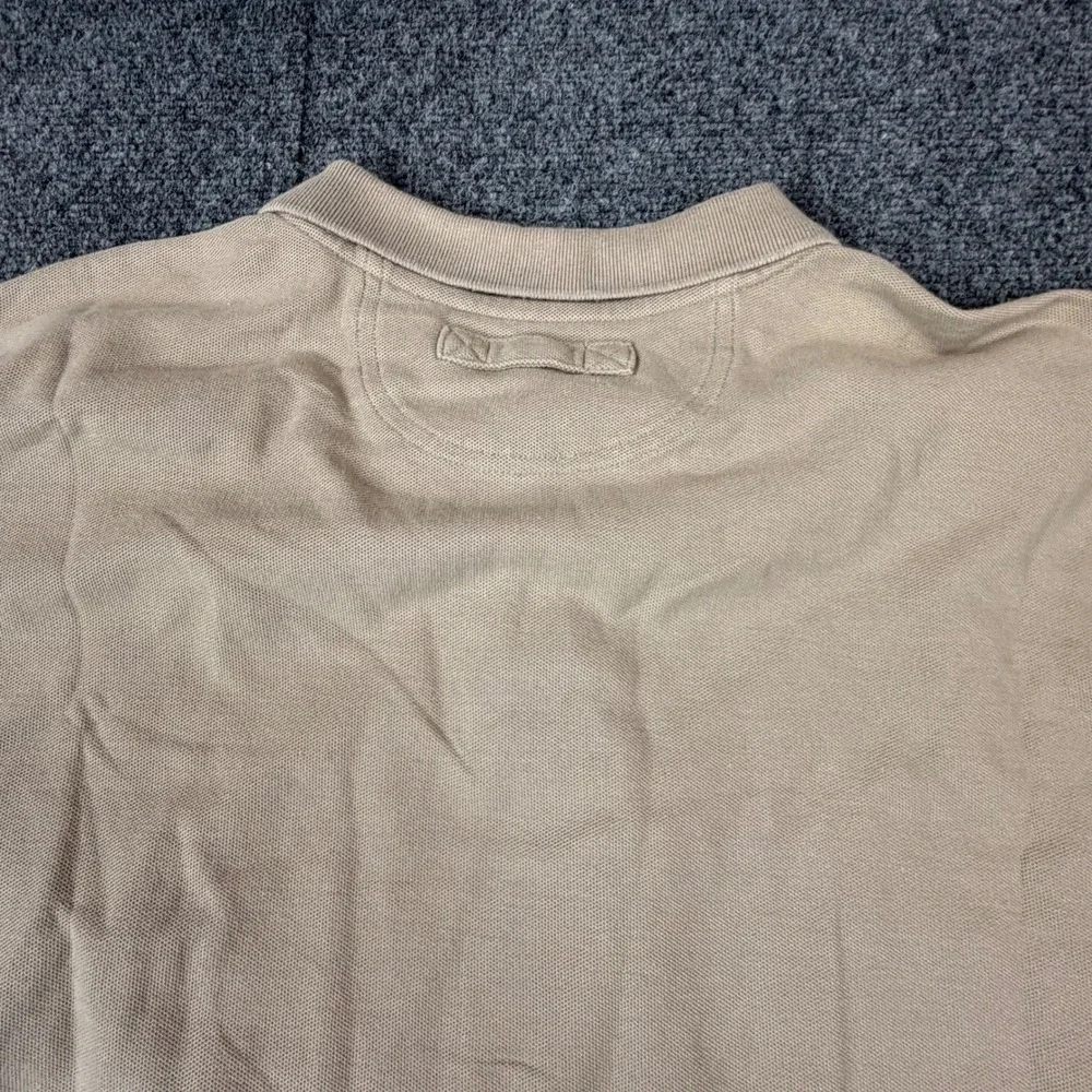 Duluth Trading‎ Co Mens Medium Long Sleeve Polo Shirt Tan Khaki Cotton Pique